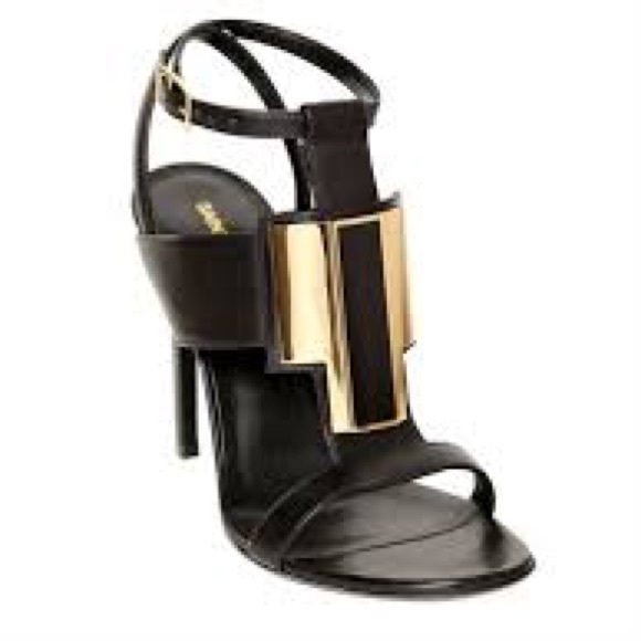 SZ39 Saint Laurent 105MM JANIS GOLD PLAQUE SANDALS - Picture 3 of 8